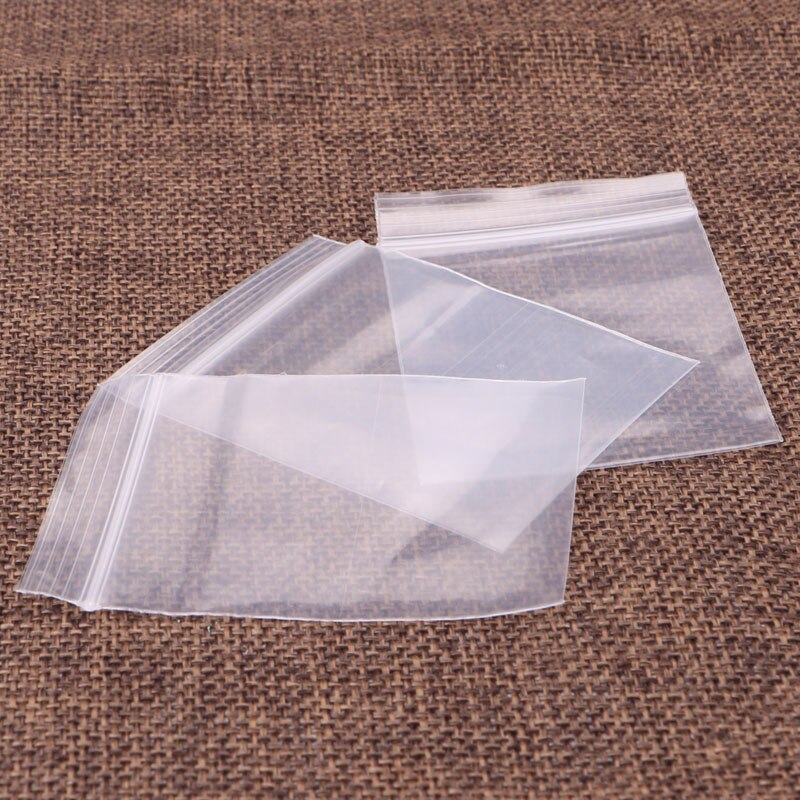 100 pcs Plastic Bags white Grip Self Press Seal Resealable Zip Lock Clear Cookie Cake Candy Bags