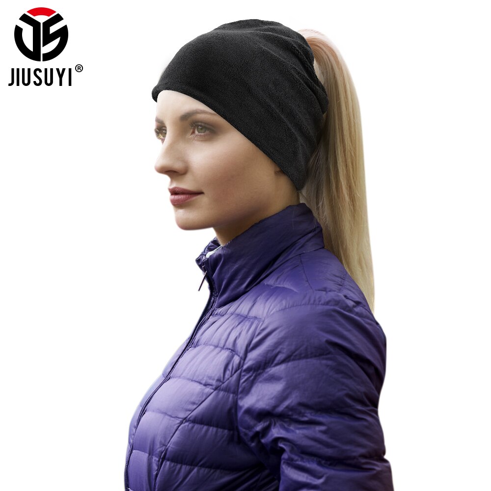 Damski kucyk dziura kapelusz moda zimowy polarny czapki termiczne zimna pogoda wełniana czapka rozciągać elastyczne czapki Snowboard zwykły mężczyźni