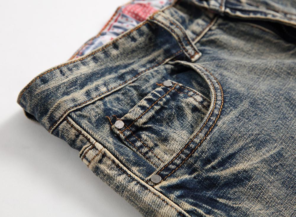 Nueva Pantalones vaqueros clásicos con agujeros para hombre, Vaqueros rasgados para motociclistas de calle alta, pantalones vaqueros rectos ajustados de Hip Hop para hombre, pantalones vaqueros Casuales