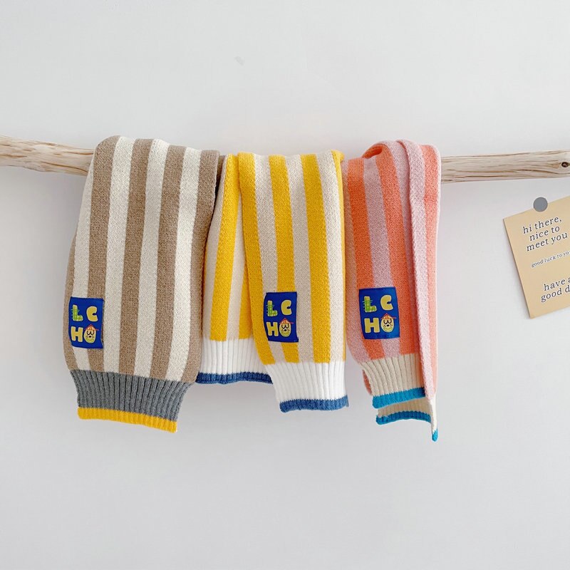 Sciarpa di lana per bambini abbinata a strisce spesse di moda in stile giapponese autunno inverno nuovi bavaglini a contrasto per bambini per ragazzi e ragazze