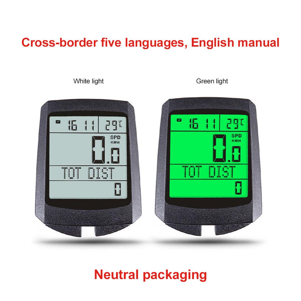 Bicycle Speed Meter Computer Luminous Odometer Digital Wireless Green Light Function Bike Accessories