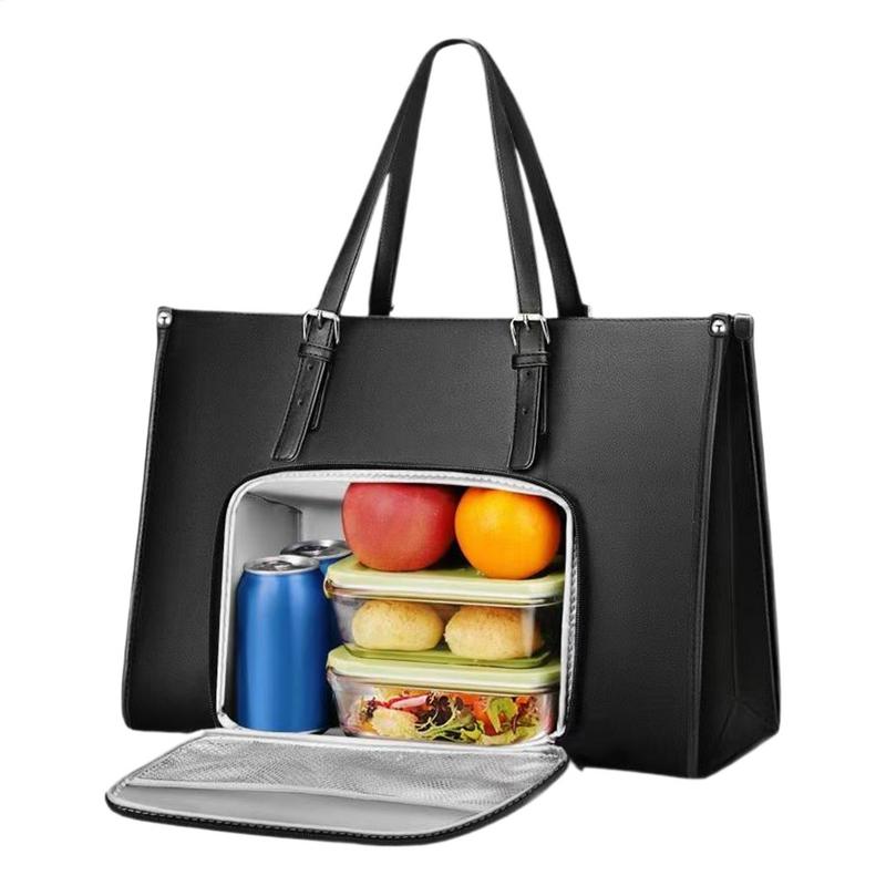 Bolsa tote com compartimento para almoço, bolsa para laptop com compartimento para lancheira, suporte para computador, frutas, bebidas, lanches, recipiente