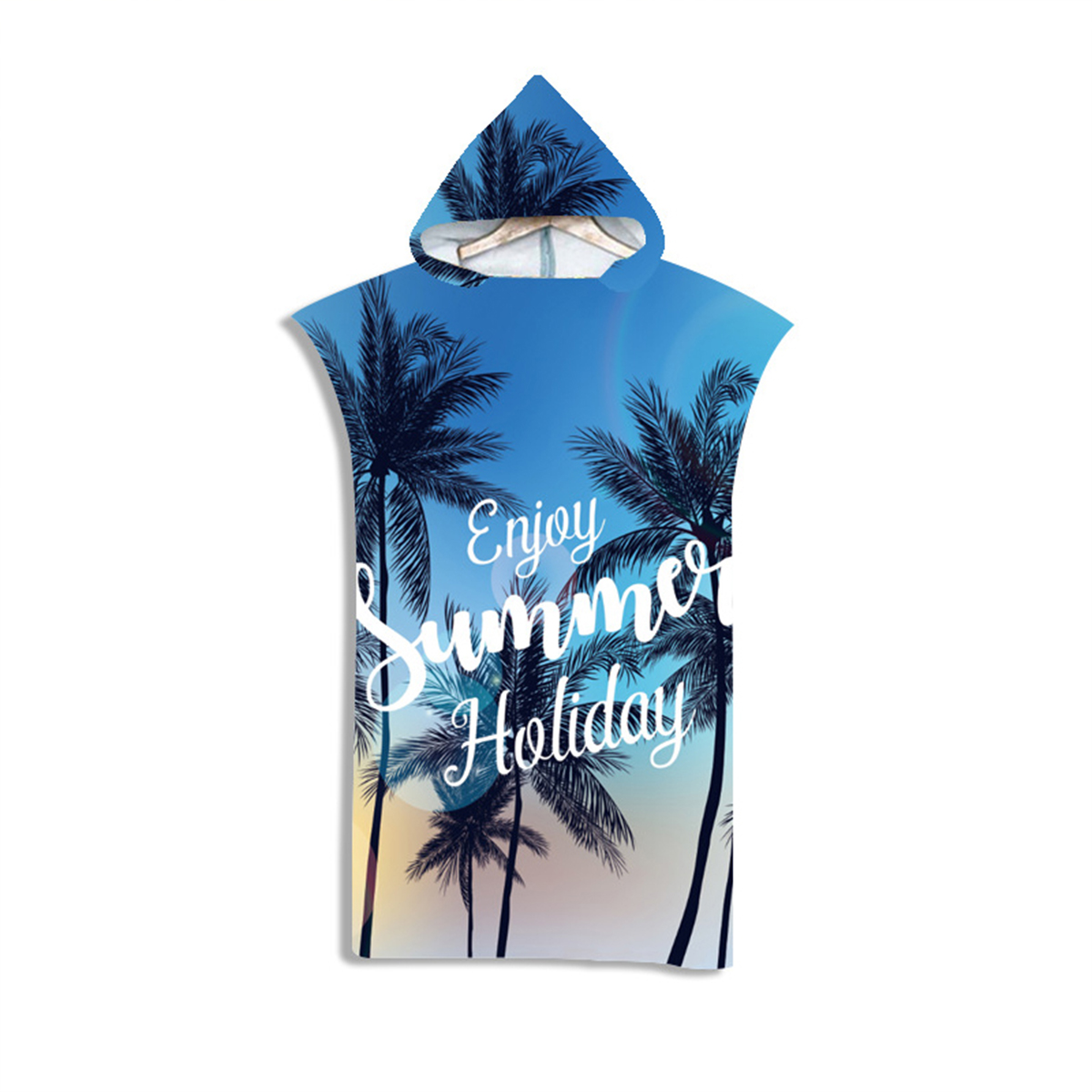 Badetuch mit Kapuze für Erwachsene, Mikrofaser-Poncho, Strand, schnell trocknender Bademantel, Umhang, Strand-Bademantel: Marine Blau
