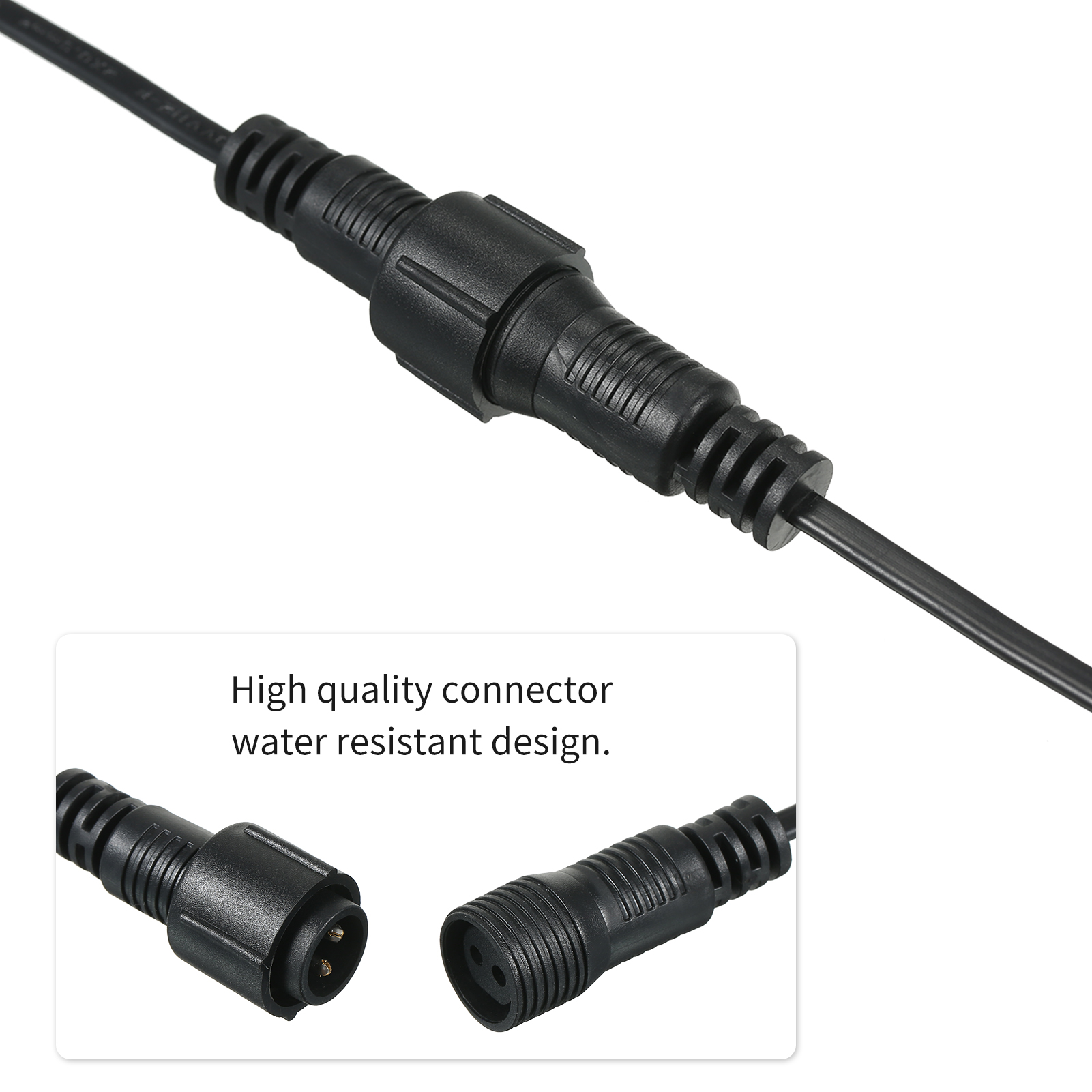 Cable de extensión impermeable IP67 de 2 pines y 2 metros, Cable de alimentación para luces LED al aire libre