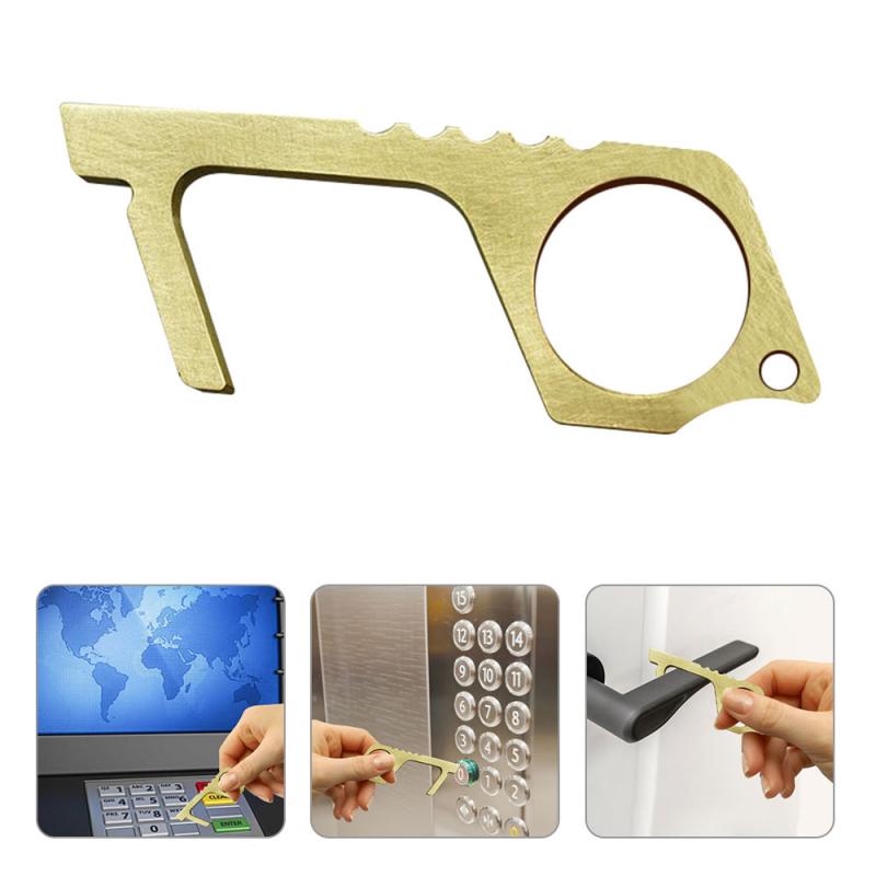 5/10 pcs Portable Press Elevator Tool Hygiene Hand Antimicrobial Door Opener Door Handle Key Brass Key Open Door Anti Touch Key