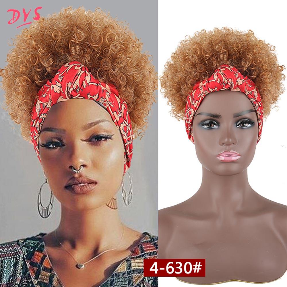 Perruque afro bouclée synthétique, queue-de-cheval, perruque afro courte crépue, pince à cheveux, chignon bouclé fait de Kanekalon: 126 4 630