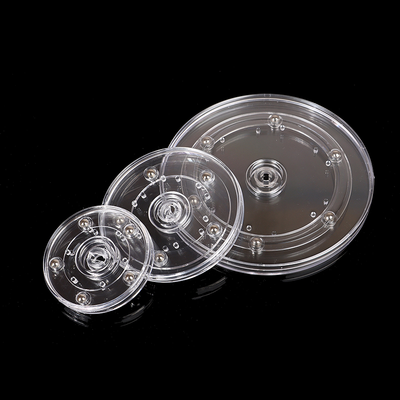Pladespiller akryl 360 roterende displaystativ gennemsigtig rund base lazy susan smykkedekoration drejeplader møbelbeslag