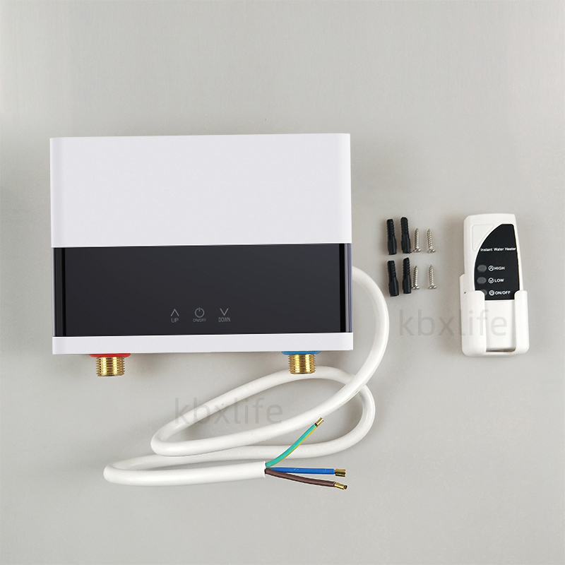 110V 220V Instant Water Heater Bathroom Kitchen Wall Mounted Electric Water Heater LCD Temperature Display with Remote Control