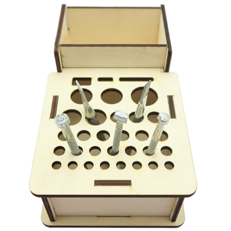 Værktøjsstativ med flere huller håndsyet diy læderværktøjsstativ multi-hul træværktøjsbord diamantskærestativ