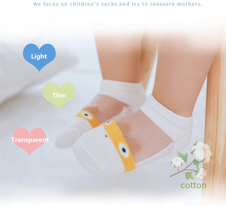 Children Summer Socks for Girls Cotton Cartoon Mesh Breathable Boat Hollowing Out Ankle Socks for Baby 5 Pairs/Lot