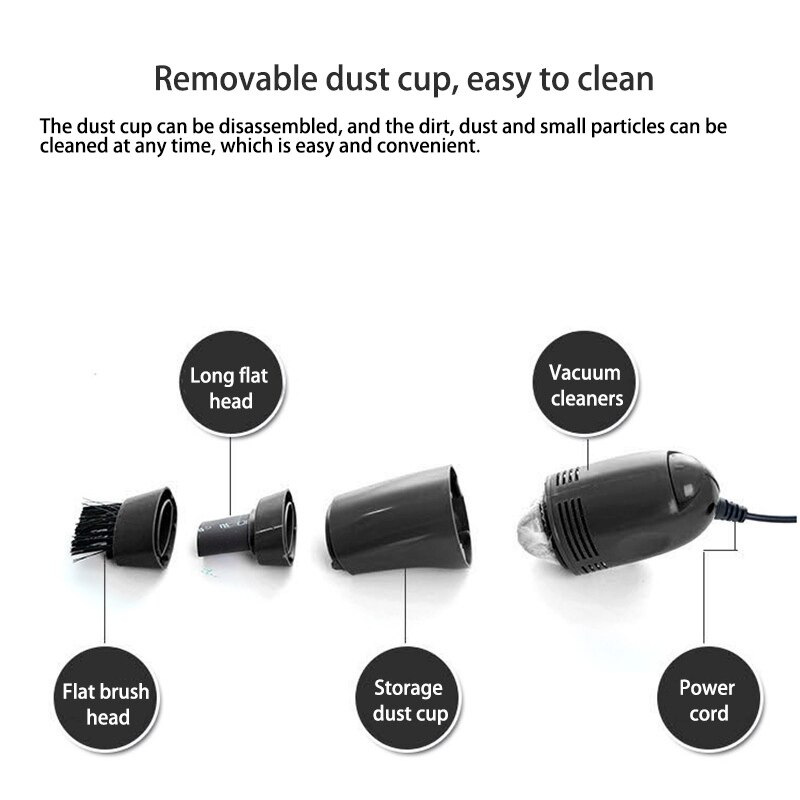 Onever Mini Vacuum Cleaner USB Car Interior Air Vent Dust Cleaning Tool Brush Ki Dust Cleaner Collector Three heads Detachable