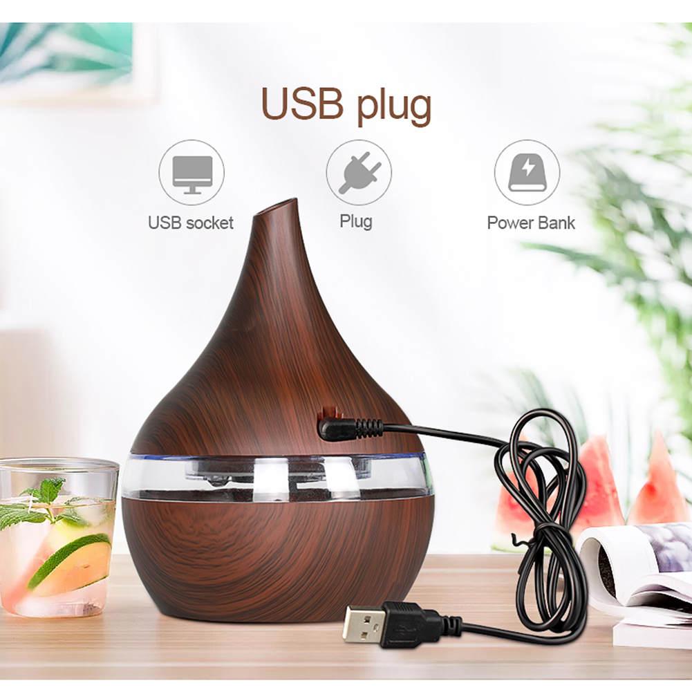 300ml Houten Ultrasone Luchtbevochtiger USB Elektrische Aroma Essentiële Olie Lucht Diffuser Voor Auto/home