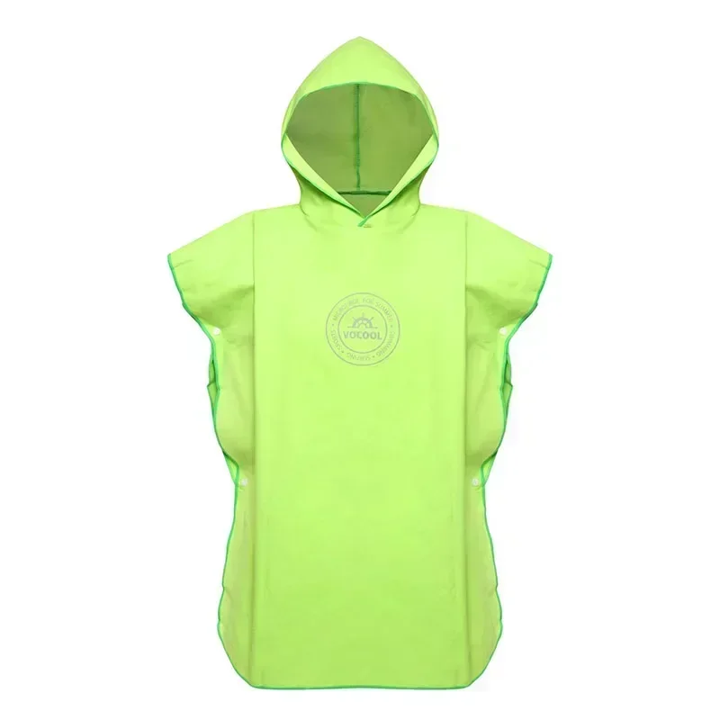 Mikrofaser-Schwimmüberzüge für Kinder, mit Kapuze, Bad, Strand, Poncho, Handtücher, Surf-Poncho, schnell trocknend, wechselnder Bademantel, Kinder-Schwimmhandtücher: S / green