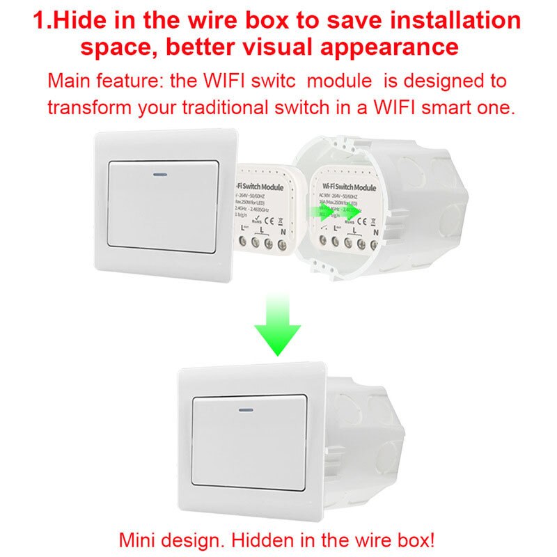 WIFI intelligent on-off device concealed intelligent switch graffiti remote control Alexa google