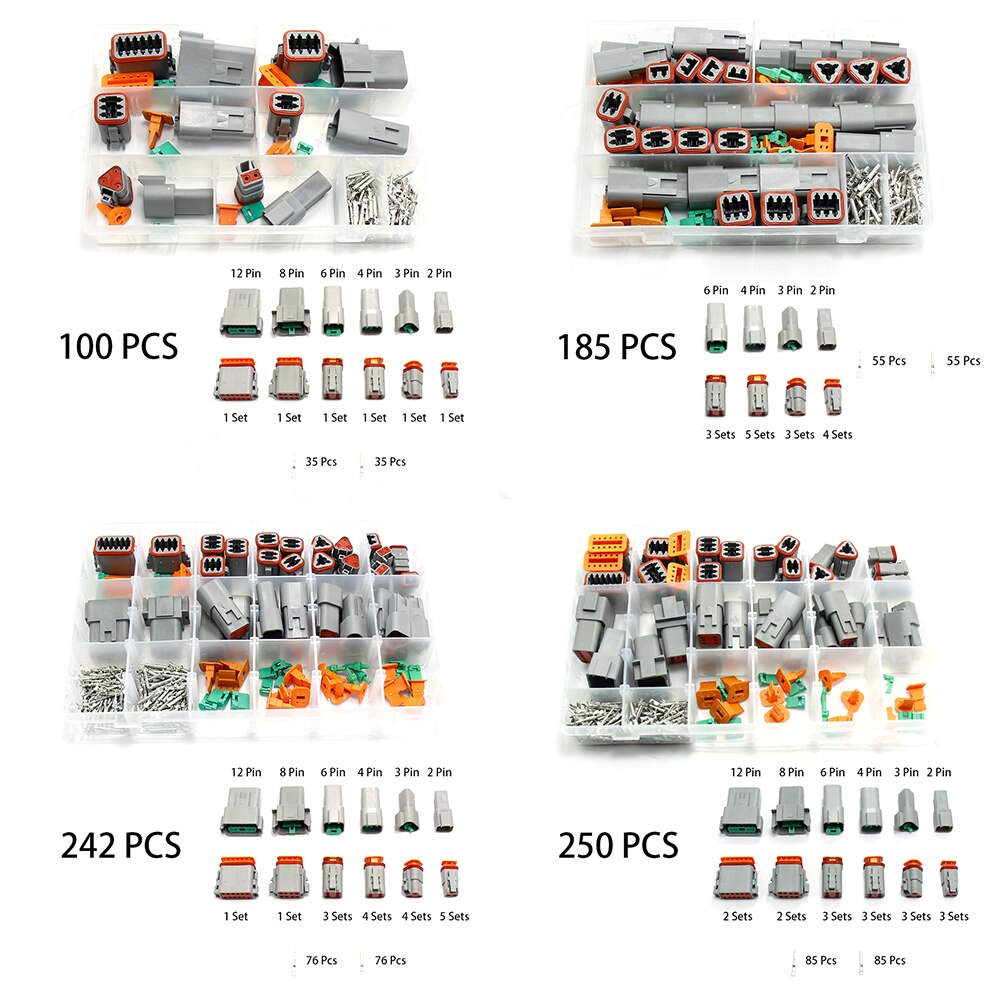 250pcs Waterproof Wire Connector Kit 2P 3P 4P 6P 8P 12P Automotive Sealed Plug With Pins Box for Car Truck Connecting Terminal