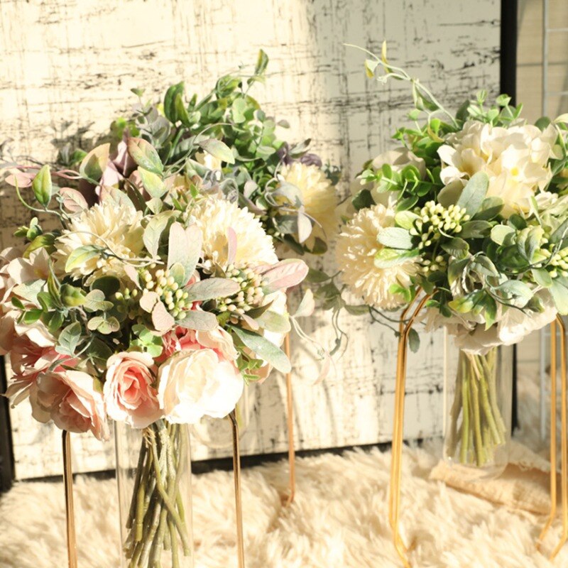 1 bundt kugle krysantemum pæon buket kunstige blomster boligindretning bryllup gør-det-selv jul stue bonsai møbler