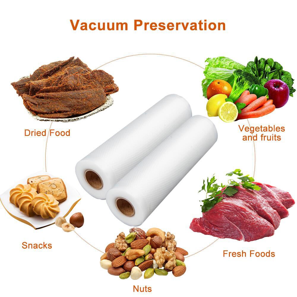 Food Storage Saver Bags Vacuum Plastic Roll Custom Size Bags For Kitchen Vacuum Sealer To Keep Food Fresh