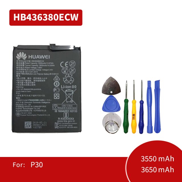 Battery removal for huawei  p8 p9 p10 p20 p30 pro plus, mate 9/10/20 lite 201 nova 2/3/4, honor 5c / 6x / 7x / 8x / 9/10 v10 y7: Hb436380 ecw