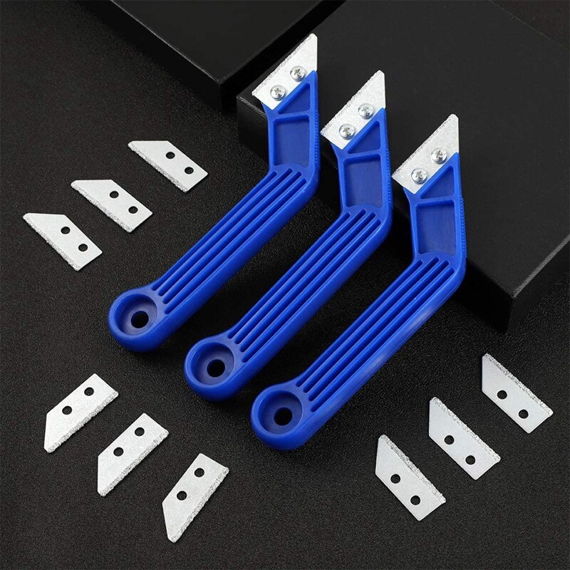 ! 3 Pcs Grout Scraping Rake Tool Tile Rake Silicone Caulking Tool Kit with 12 Blade for Bathroom Kitchen Room Floor Cor