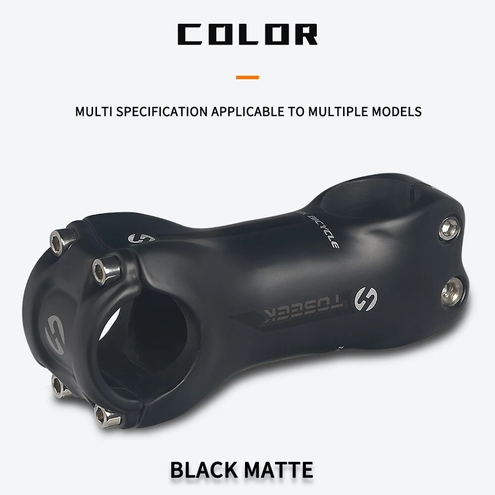 TOSEEK – guidon de vélo en fibre de carbone noir mat, 31.8mm, pièces de bicyclette, 6/17 degrés 70/80/90/100/110/120/130mm, fourche 28.6mm