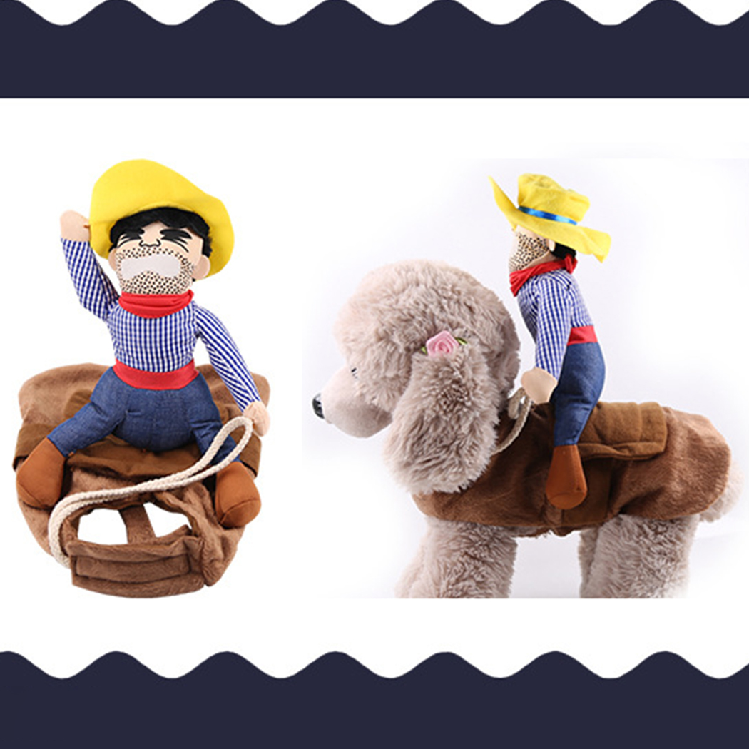 Cowboy Rider Hond Kostuum Ridder Stijl Met Pop En Hoed Huisdier Pak Party Dressing Dier Kleding Halloween Dag Huisdier kostuum