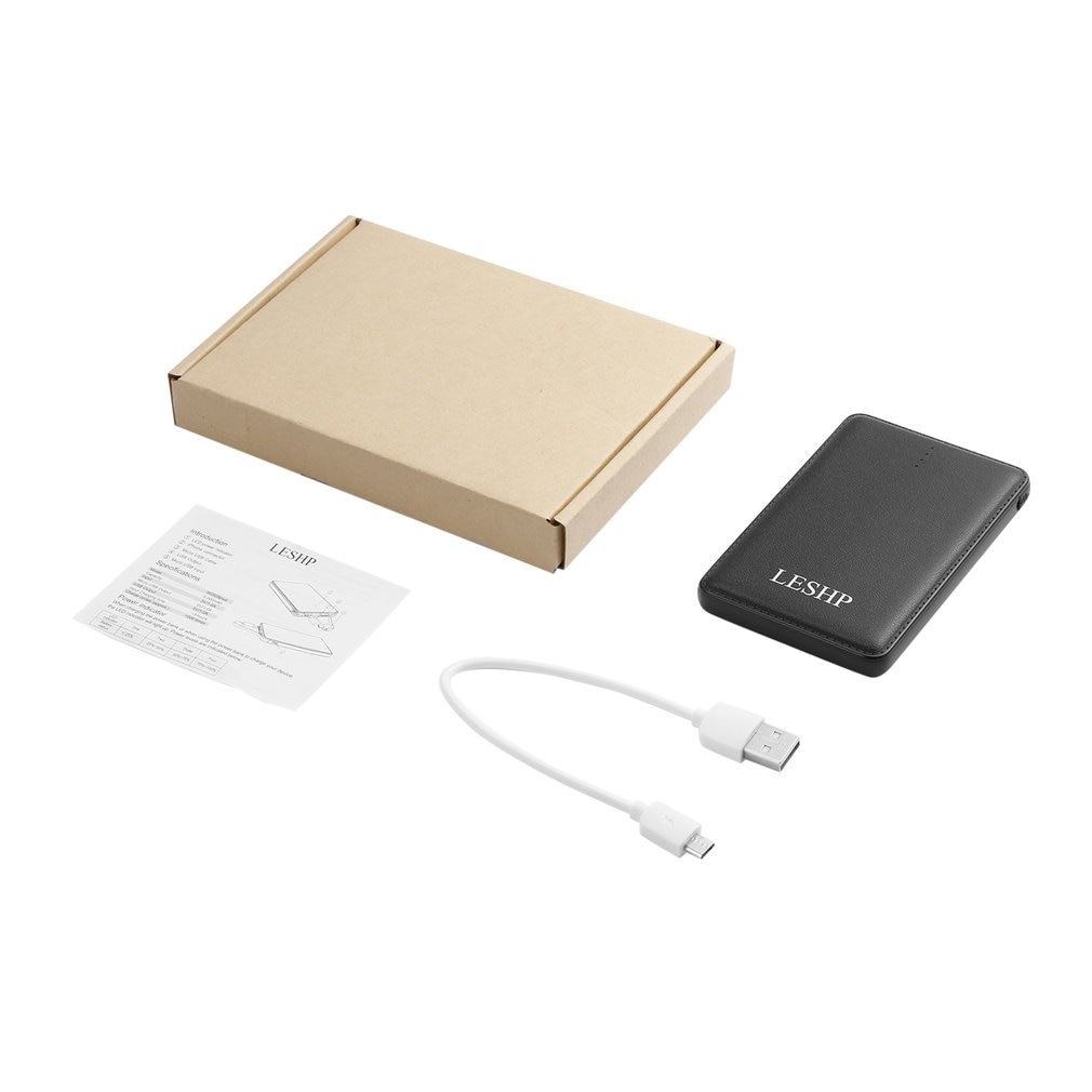 LESHP Black Super-high 5000mAh Capacity 5V 1A Lightweight Portable Easy to Carry Compact Fast-charging Power Bank
