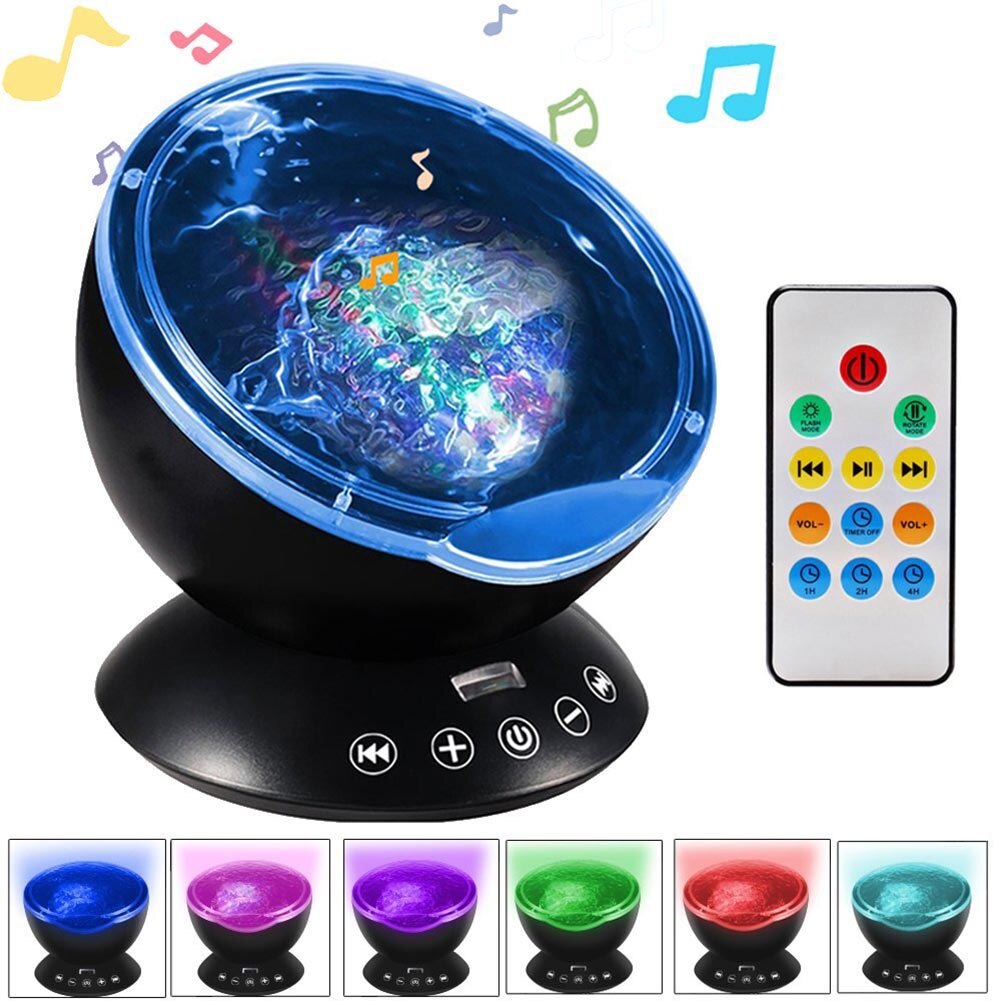 Romantische Kleurrijke Ocean Wave Projector Aurora Sky Cosmos Sky Master LED Starry Night Light Lamp Projector: Black