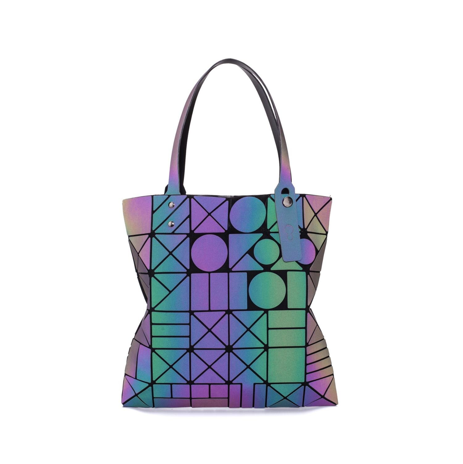 Bolso de hombro estilo japonés bolso de mujer geométrico Irregular luminoso correa de hombro ajustable Bolsos De Mujer bolsos plegables: Circle Square