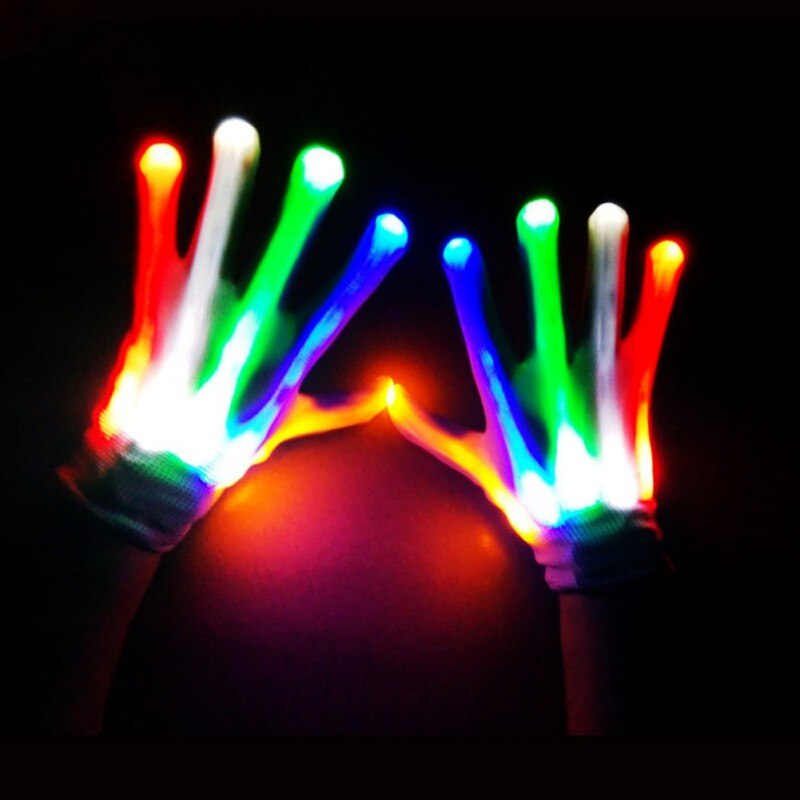 Néon LED gants lumineux Halloween fête lumière accessoires lumineux clignotant crâne gants scène Costume de noël fête décor fournitures: MULTI