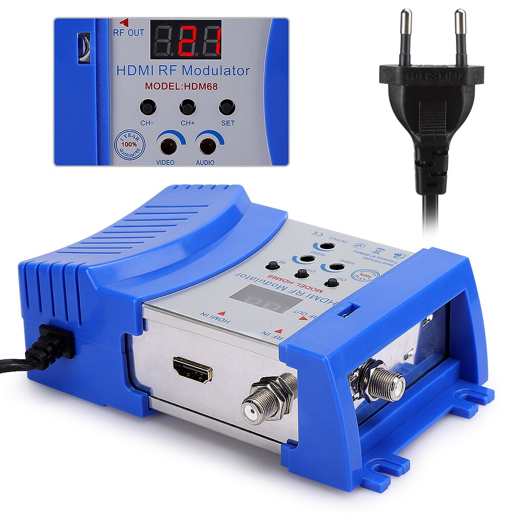 Modulador HD HDM68 Digital RF, frecuencia VHF/UHF, accesorios de ordenador, enchufe europeo de 100-240V, modulador Digital HD