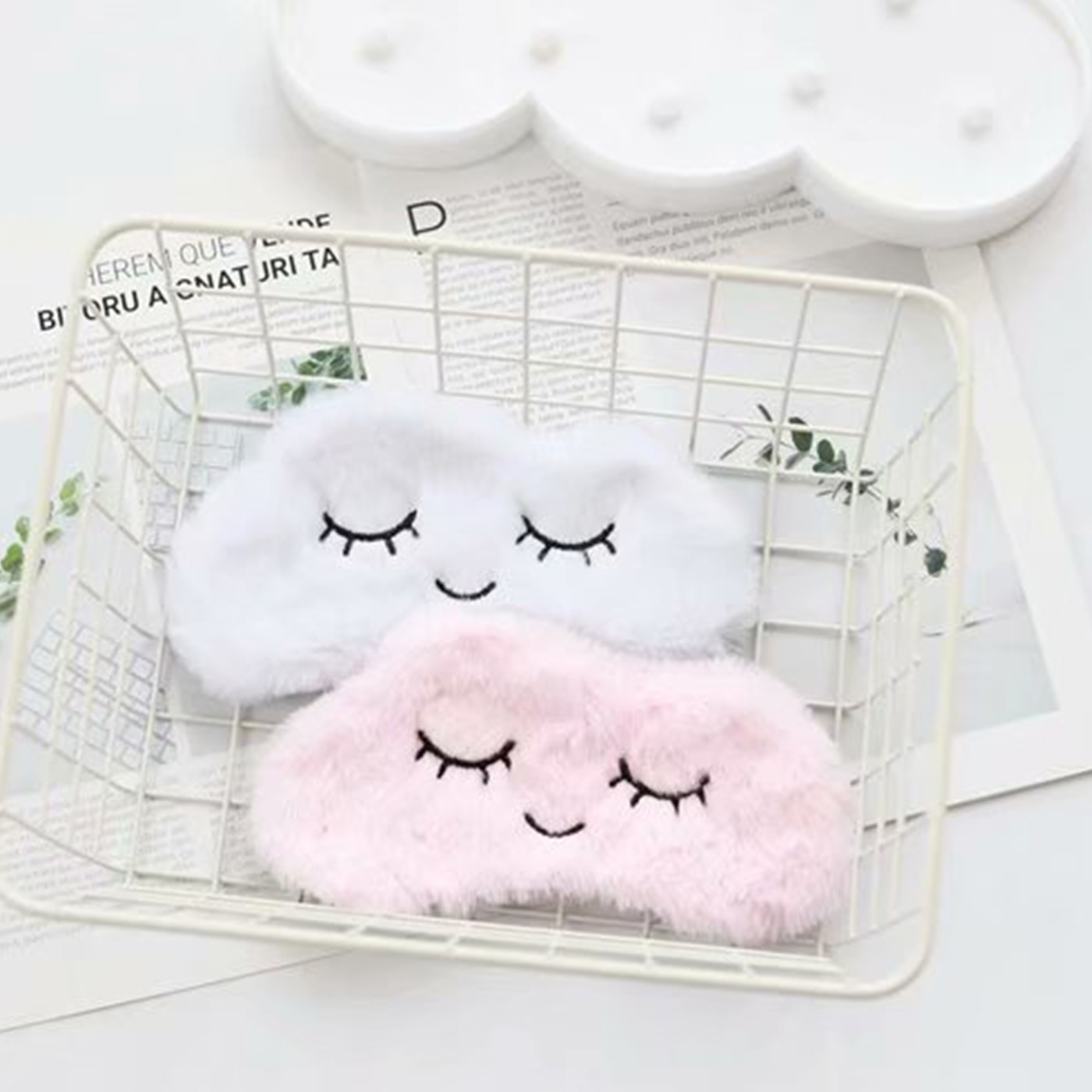 Cute Eye Mask Plush Eye Cover Kids Sleeping Mask Sleeping Mask Eyepatch Cartoon Travel Rest Eye Band Blindfold Sleep Aid Eyemask
