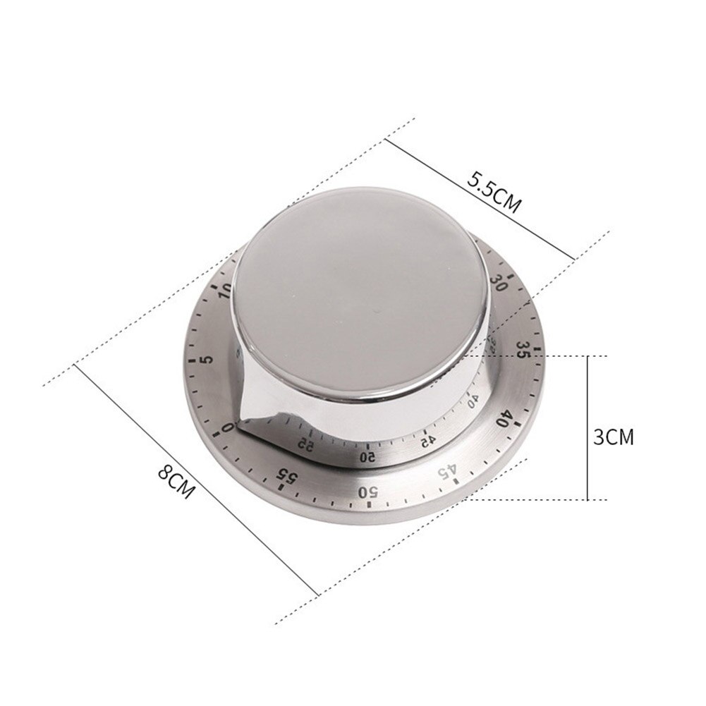 Stainless Steel Kitchen Reminder With Magnetic Base Manual Mechanical Round Cooking Timer Alarm Clock Cooking Kitchen Gadgets