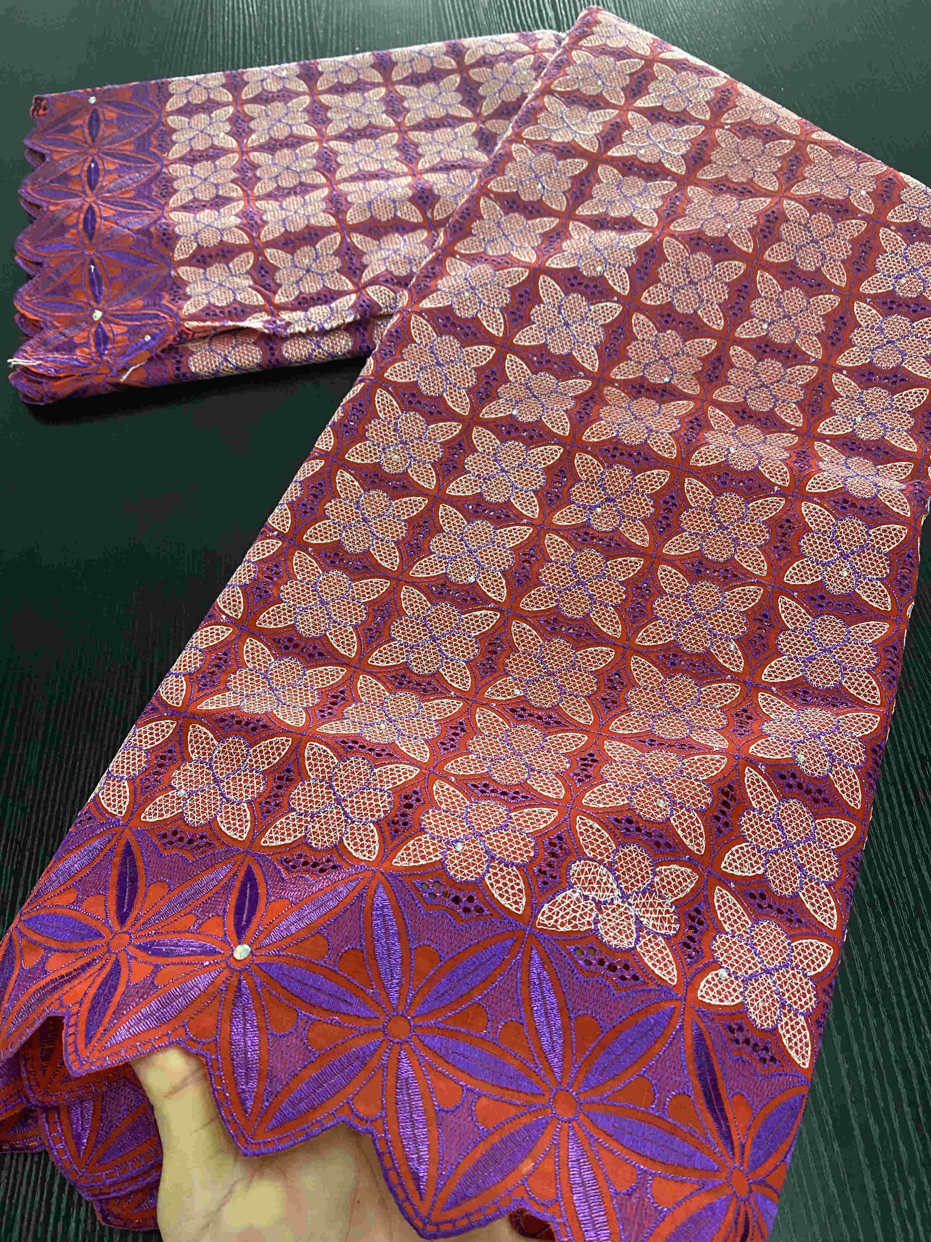 Nigerian African Dry Cotton Lace Fabrics Lace Swiss Voile Lace Punch Cotton For Wedding Dress Sewing YA3425B-3: Picture 3