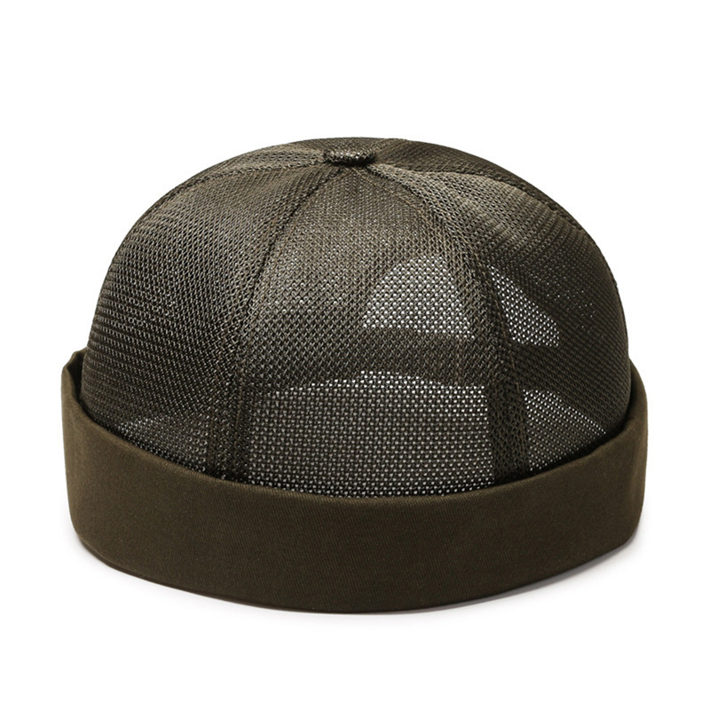 Casquette ronde pastèque rétro américaine Simple, sans bord, chapeau en maille Pure, respirabilité, chapeau Hip Hop pour hommes et femmes: GRIS