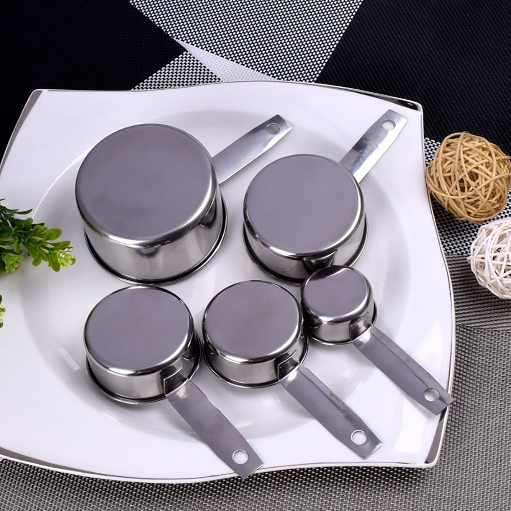 5 Pcs Duurzaam Roestvrij Staal Meten Lepels Cups Set Keuken Bakken Tools Robuuste Roestvrijstalen Maatregel Maatbeker