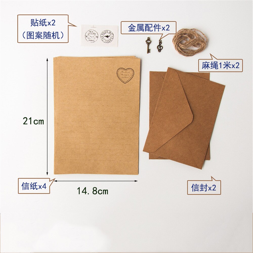 12pcs/set Vintage Kraft Paper Encelopes Writing Paper European Style Letter Writing Envelope Letter Paper Office Stationery: C