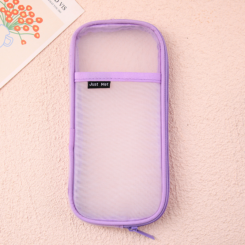 Kawaii Etui Doorzichtige Nylon Pen Etui Organizer Cartoon Potlood Doos Voor Meisjes Schattige Koreaanse Briefpapier Schoolbenodigdheden