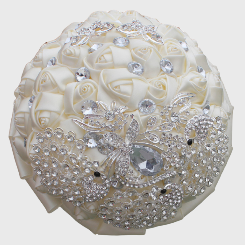 WIFELAI-A 9 Styles Ivory Silk Rose Wedding Flowers Bridal Bouquets Artificial Foam Flowers Bouquet Romantic Bride Holding Flower: W290 ivory