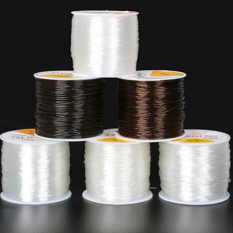 1 Roll 0.5 0.6 0.8 1MM Transparent Round Elastic Cord White Brown Crystal Stretchable Beading String for DIY Jewrly Findings