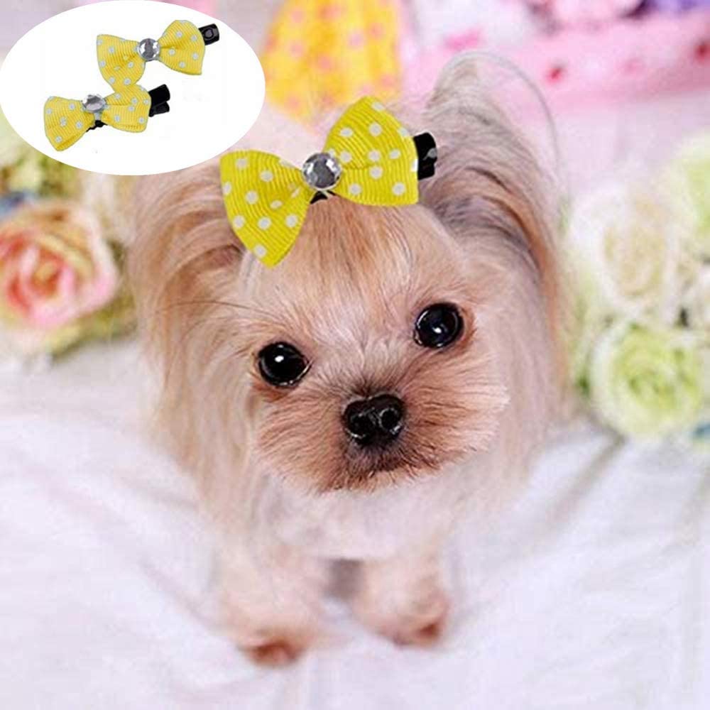 Horquilla para mascotas hecha a mano, Mini lazos, horquilla para perros pequeños, cinta de Yorkshire para cachorros, lazos coloridos, pinzas para el pelo, accesorios de aseo para perros