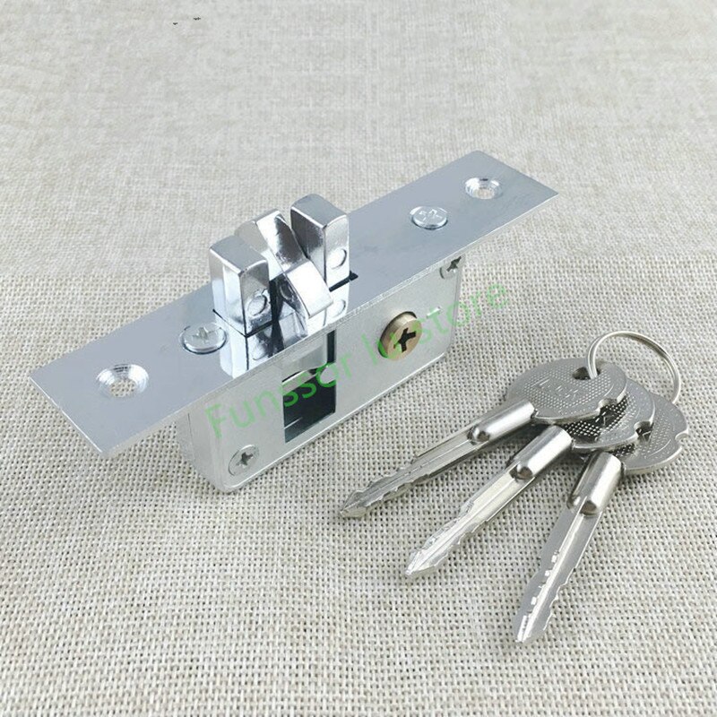Mortise Invisible Lock Aluminum Alloy Sliding Door Double-Sided Hook Lock With Key Pull Gate Hook Lock For Glass Door