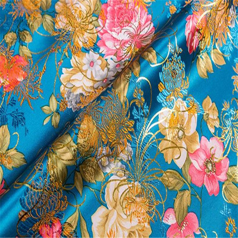 Jacquard polyester stof brokade kinesisk traditionel betydning stof til at lave smuk tegnebog: 7 blå