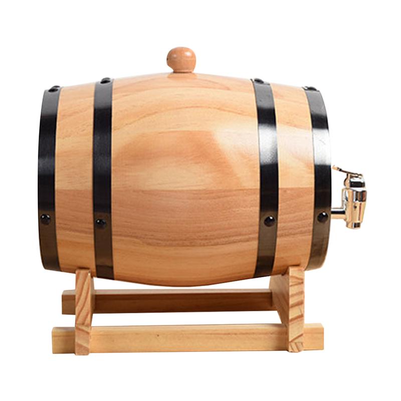 1pc Red Wine Barrel Set Wine Cellar Pub Bar Beer Storage Bucket Catering Wooden Barrel Decor Barbecue Self-Service Beer Barrel