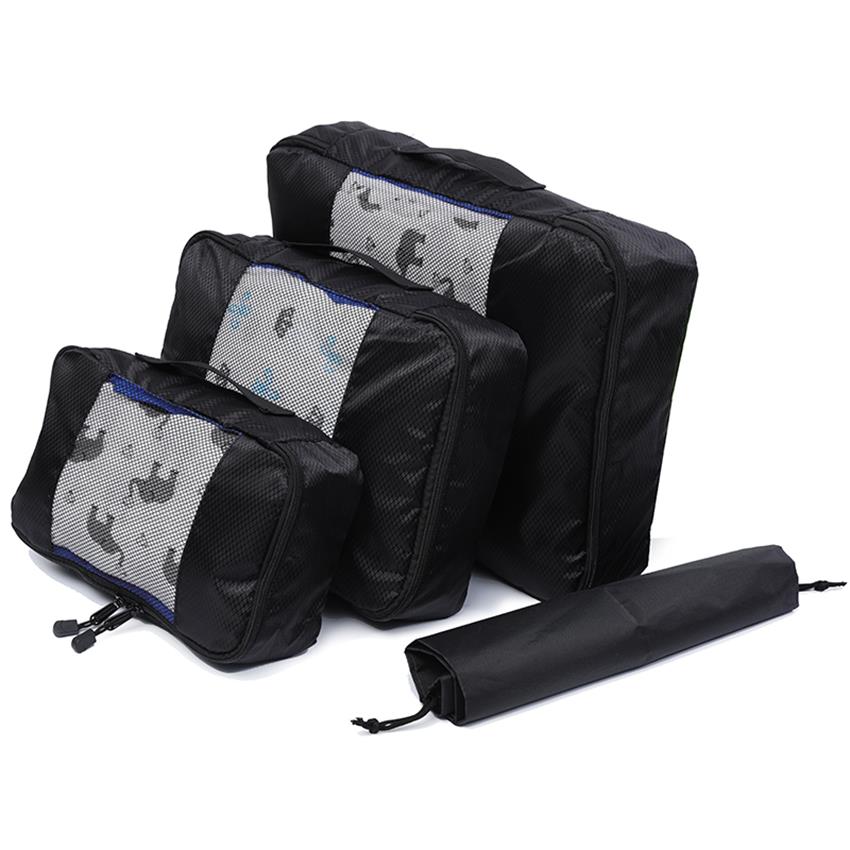 Bolsa de lona plegable impermeable de Nylon para mujer, bolsa de viaje con doble cremallera, bolsa de viaje para hombres y mujeres: BLACK 3 Set