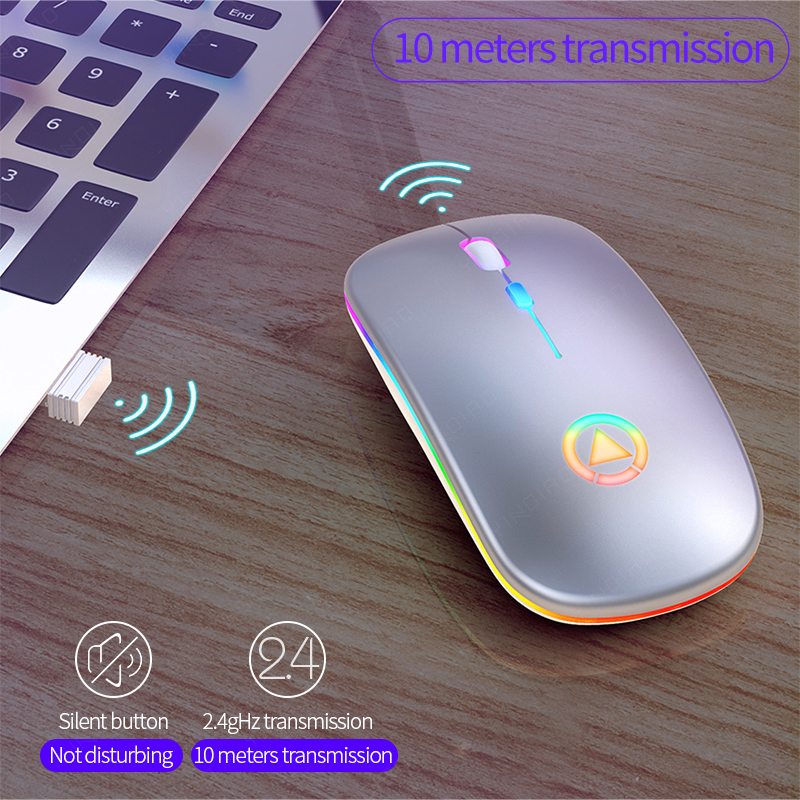 Bluetooth Mouse Silent Mause Rechargeable 2.4G Wireless Mouse Ergonomic RGB Mini Mouse USB Optical Mice For PC laptop Desktop