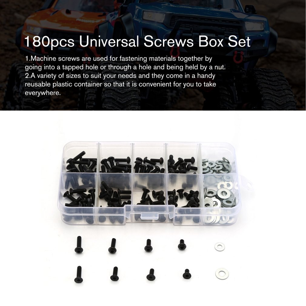 180 stücke Universal Schrauben Box Set für 1/10 HSP Traxxas Tamiya HPI Kyosho D90 SRC10 Fernbedienung RC Modell Auto teile