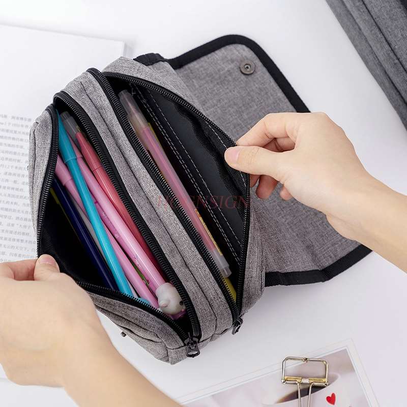 school children pencil case students Canvas high-capacity multi-layer high school students junior high school children pencil