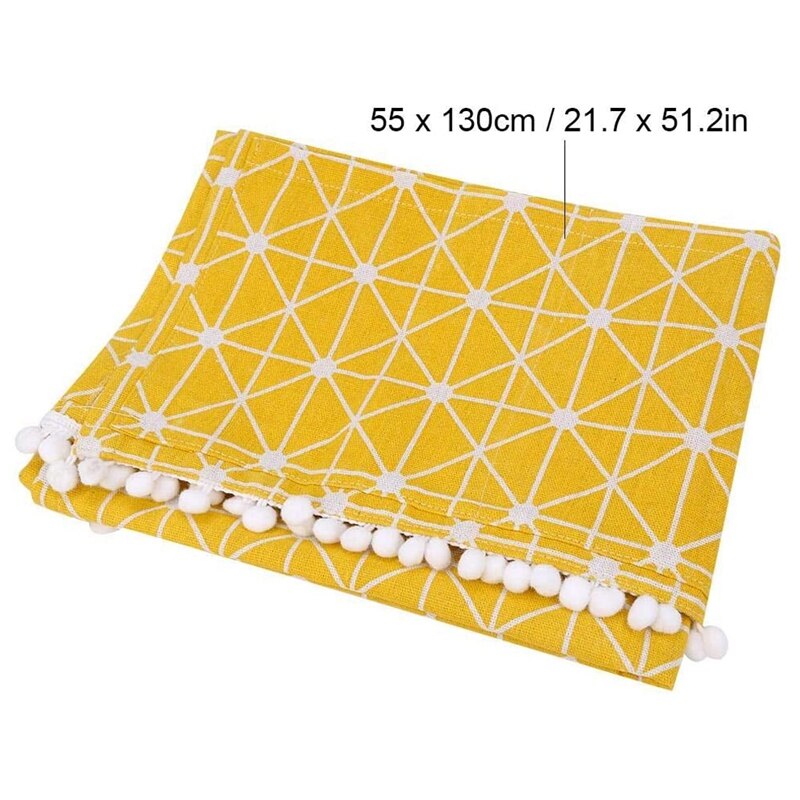 Koelkast Stofkap, Wasmachine Katoen Linnen Top Cover, Met Side Opbergtas-Gele En Witte Strepen