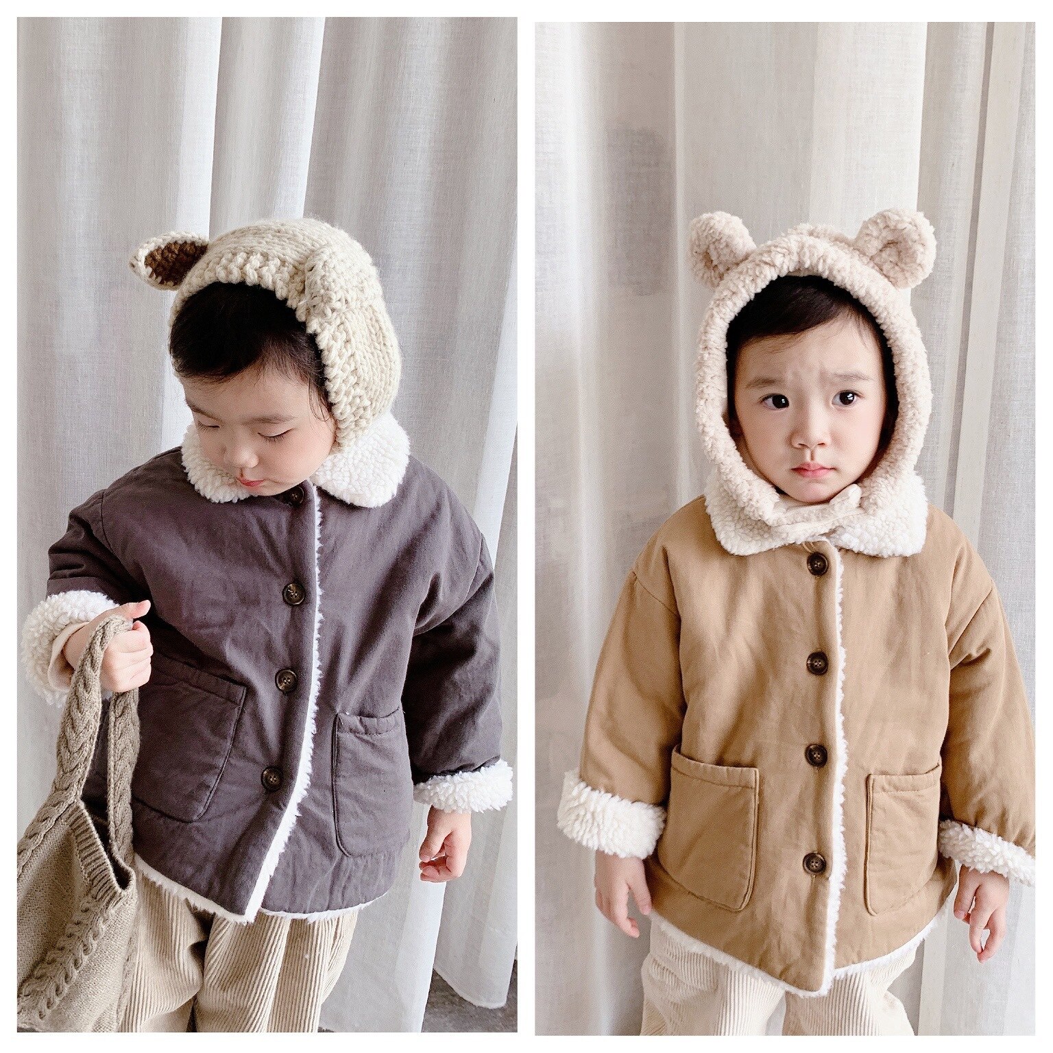 5551 herfst- en winterkinderkleding lam kasjmier katoenen gewatteerde jas babyjongens meisjes warme jas
