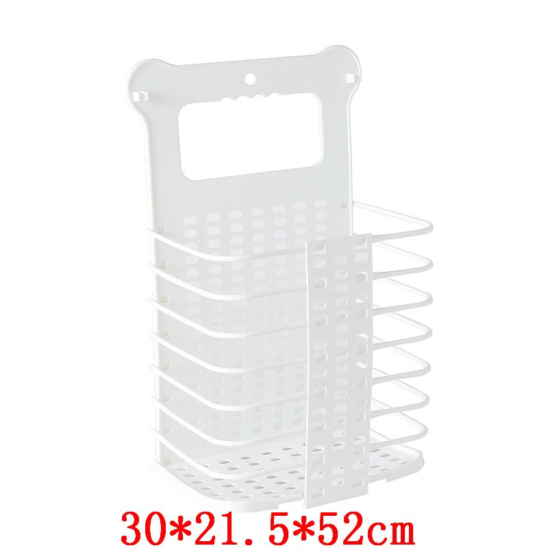 Portable Wall Hanging Laundry Basket Underwear Socks Barrel Bucket Clothing Storage Bag Foldable Bathroom Laundry Organizer: White L